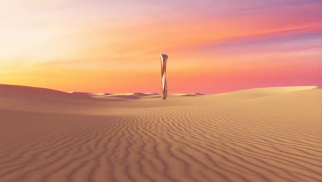 golden monolith in a vibrant desert sunset