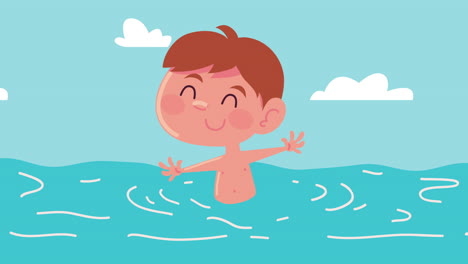 boy swimming in the ocean