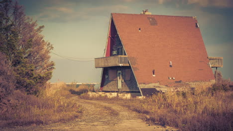 Old-and-very-unique-triangle-shaped-house