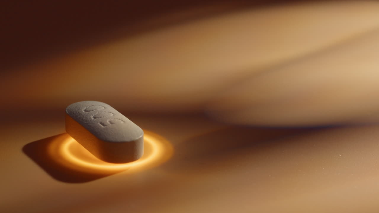 Close-up of a 100mg pill