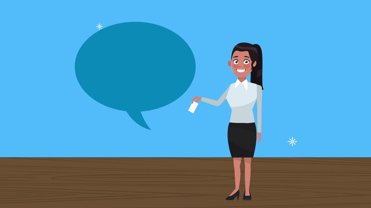 female candidate with speech bubble and poster