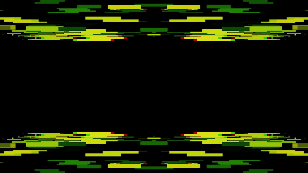 Abstrakt digital glitch-effekt med grønne og gule bjælker