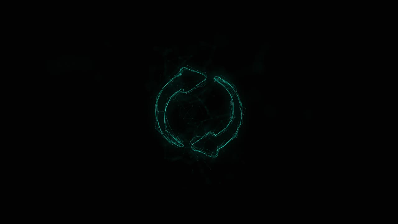 Recycle symbol icon with plexus effect. Connected lines with dots. Lines plexus