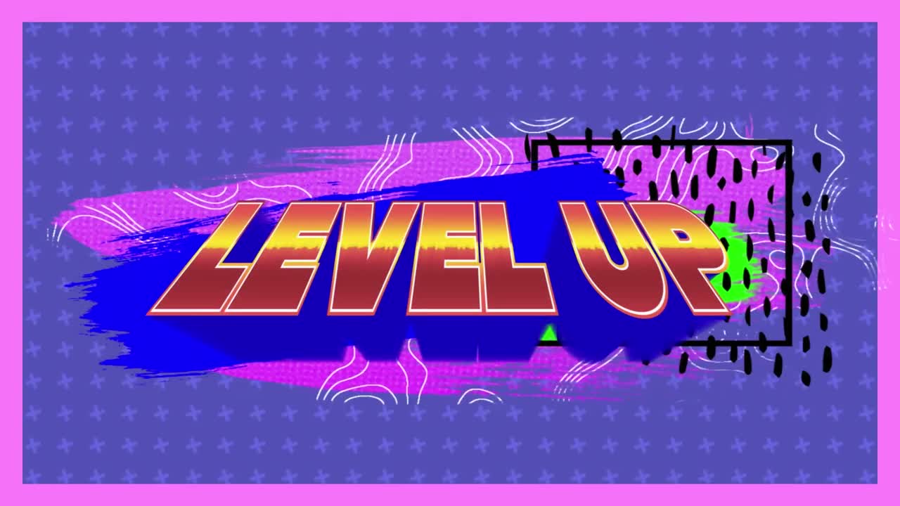 디지털 추상 공간에서 레벨을 올리는 애니메이션