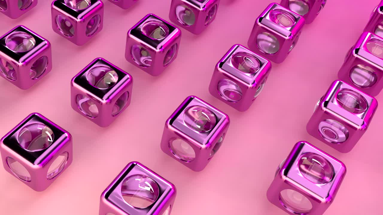 cubos rosados con bolas de vidrio capaces de hacer un bucle sin costura 4k