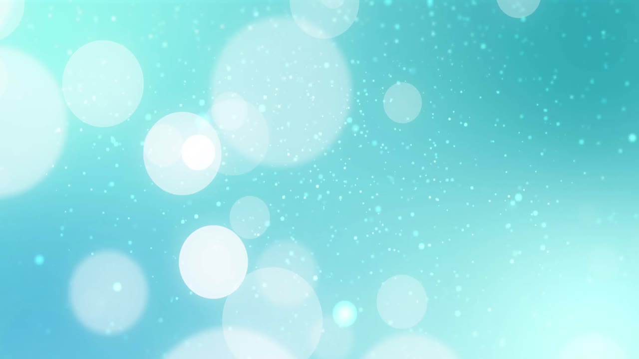浅蓝色背景下雪花与圆点动画