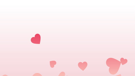 pink hearts changing to red as they float upwards on a pale pink background