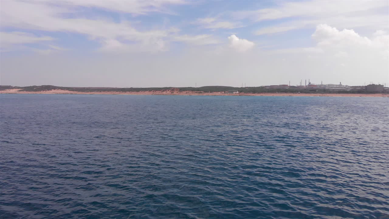 Tilt Up shot of Mediterranean Sea and Ashdod beach, Israel