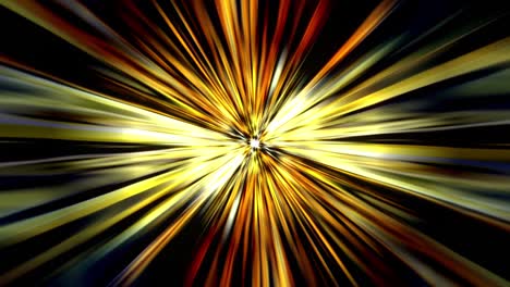 abstract loop rotating vivid gold yellow star speed light with beam radial light emitted from the center star rotation. 4k 3d fractal radiant star with colored rays seamless loop infinite background.