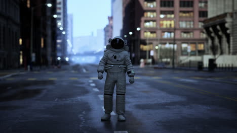 astronauta solitario en una ciudad desierta