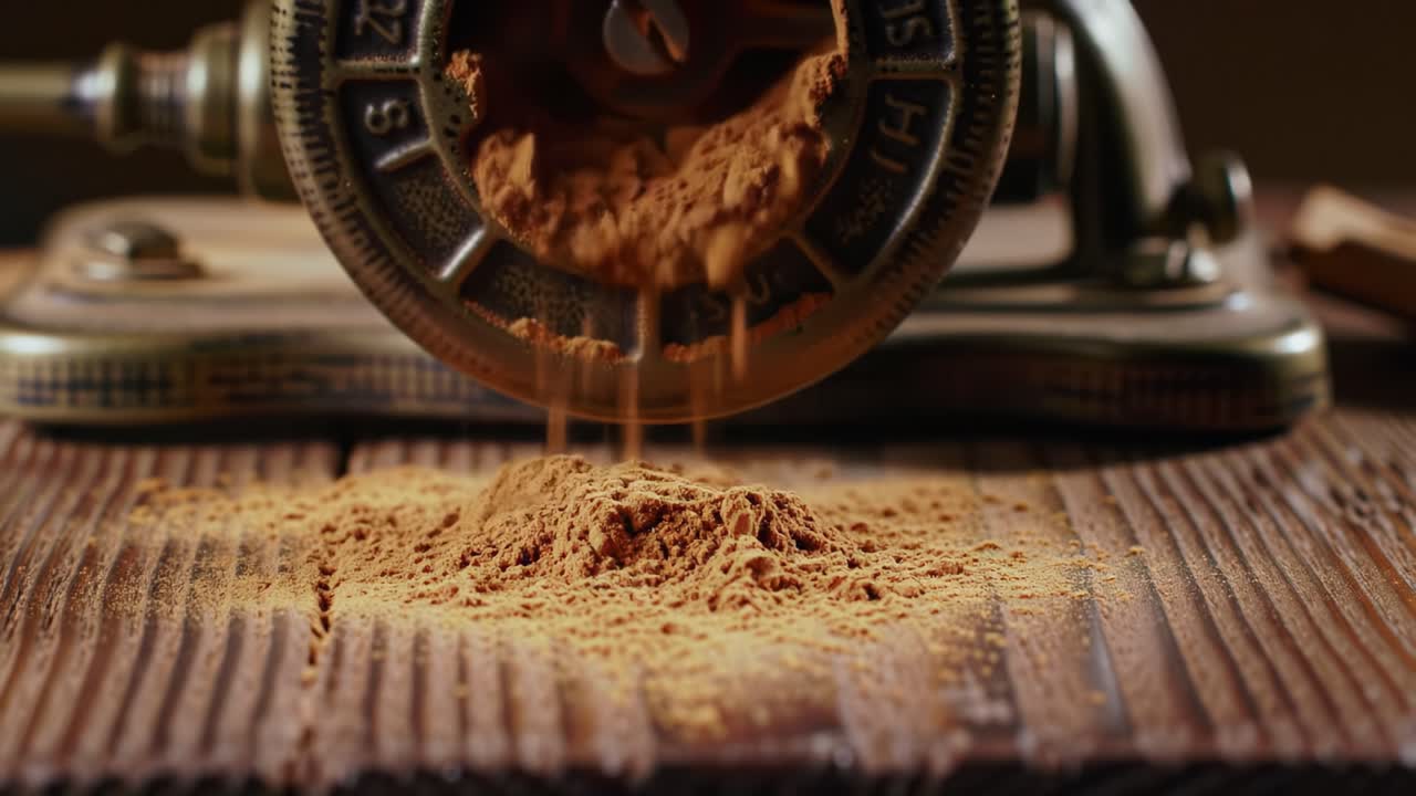 Vintage Grinder Grinding Cinnamon