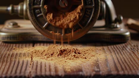 vintage grinder grinding cinnamon