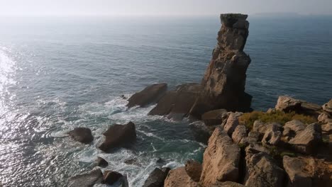 impressive rock formation in the atlantic ocean from cape carvoeiro, peniche, portugal