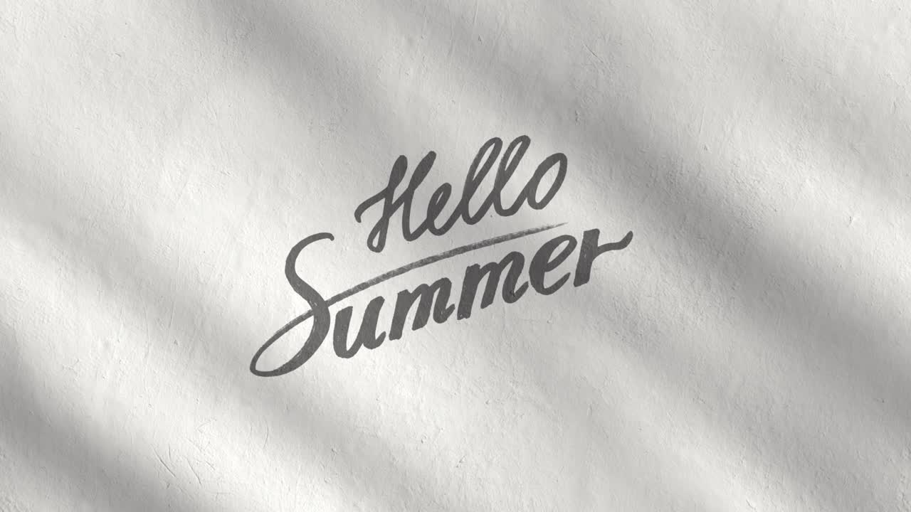 Hello Summer handwriting text written on a concrete wall, loop stock video