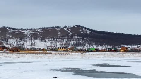isolated village of khatgal and frozen lake khovsgol. nomadic mongolia