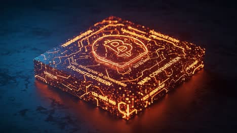 illuminated bitcoin circuit board: a futuristic glimpse into digital currency technology and blockchain integration, highlighting electronic innovation and virtual economy prospects