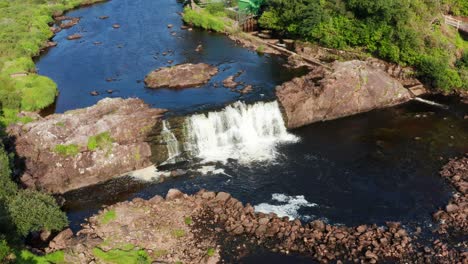 aerial orbit of aasleagh falls in ireland capturing the waterfall and scenic landscape