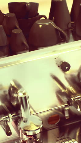 elegant coffee machine creates a warm atmosphere in a bustling cafe setting