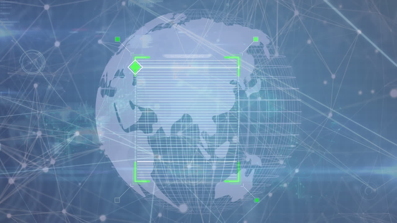 데이터 처리를 통한 연결 네트워크의 지구의 애니메이션
