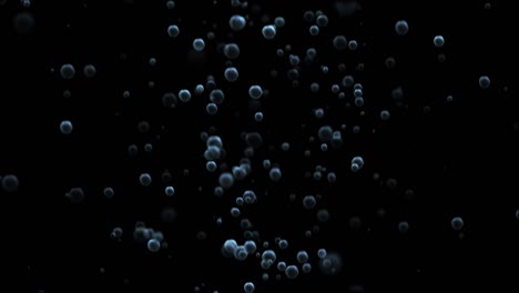 fast flowing movement of underwater bubbles on a black background to the surface of the water. underwater bubble cloud. 4k loop 3d animation on black background