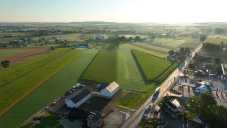 rural farmland and town in usa