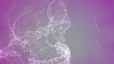 Digital-animation-of-network-of-connections-forming-a-human-skull-against-purple-gradient-background