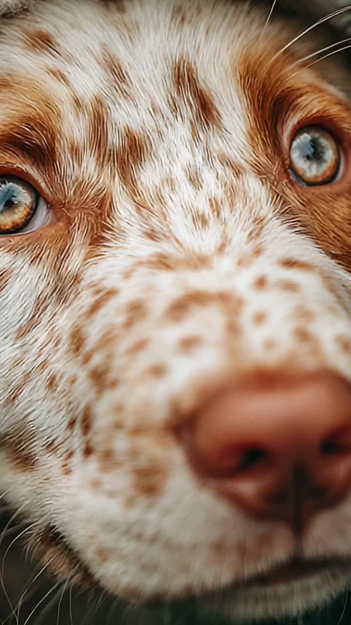 Nærbillede af en smuk hund med unik pels og slående øjne, der fanger charmen og de karakteristiske træk ved denne nuttede hundeven i naturligt lys