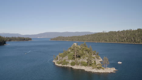 craning down to fannette island lake tahoe