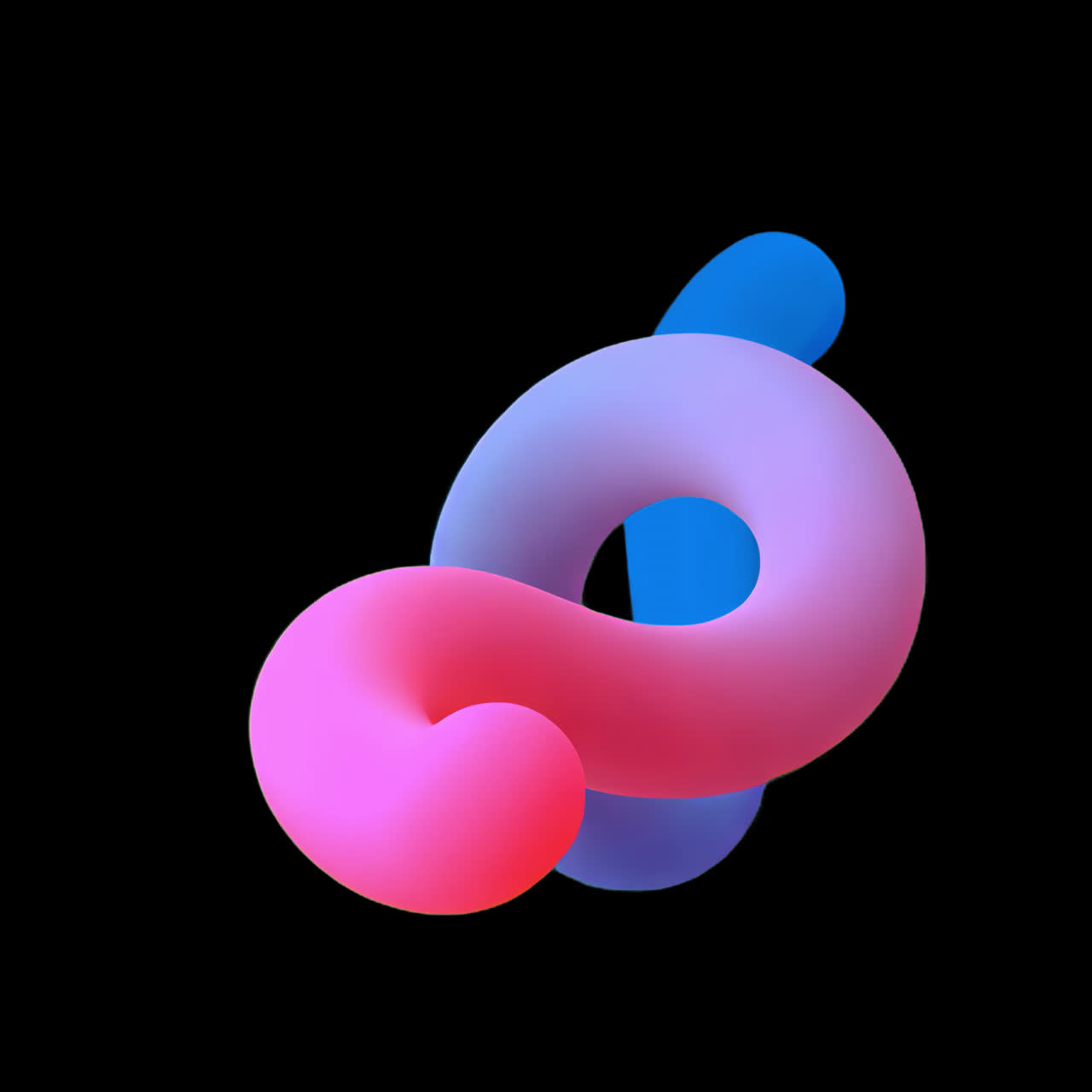 Colorful abstract 3D shape animation isolated asset, transparent 4K video, alpha channel, ProRes