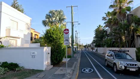 progression through a suburban area with changing scenery