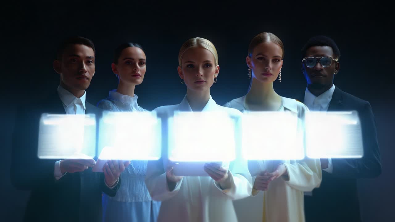 Diverse Team Working with Futuristic Technology