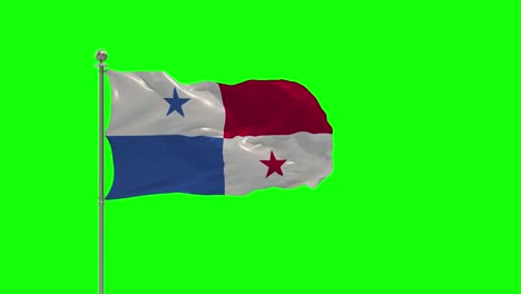 panama 3d illustration of the waving flag on a pole with chroma