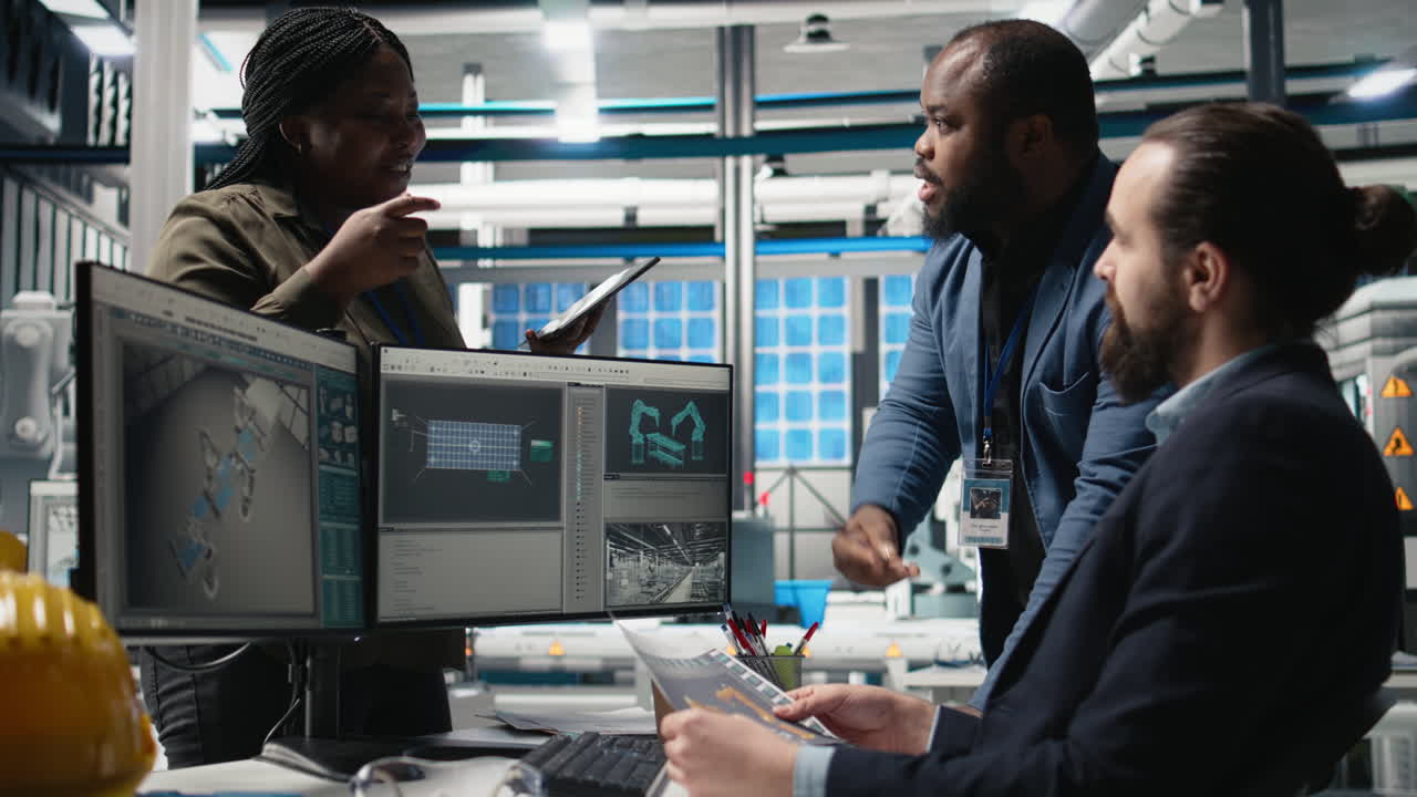 Engineers collaborating on industrial design project