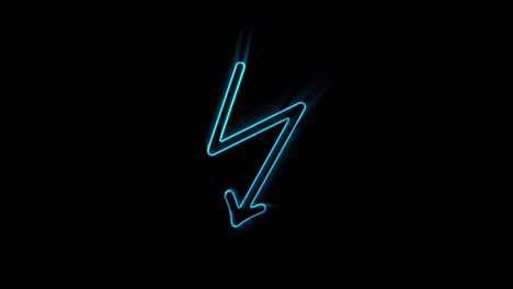 glowing neon line arrow icon isolated on black background. direction arrowhead symbol. motion graphics