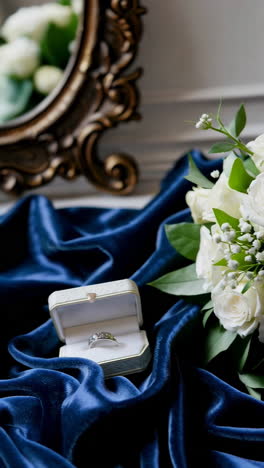 beautiful wedding ring and bouquet