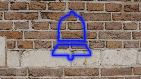 animation of flickering neon bell notification icon on brick wall