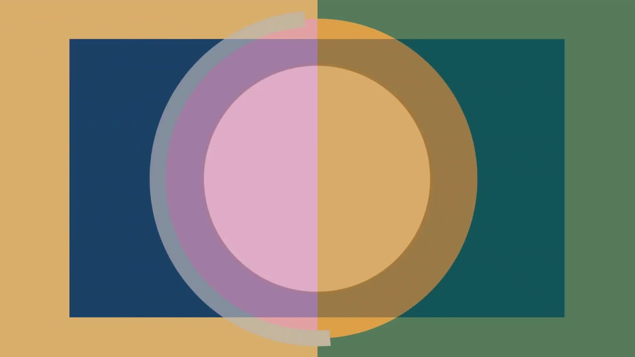 animación de formas coloridas que se mueven sobre un fondo azul