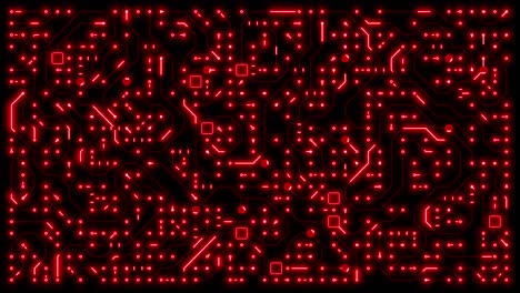 bucle de la placa base de animación de circuito rojo brillante moderno