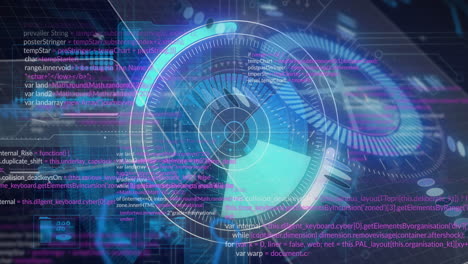 Animation of data processing over black background