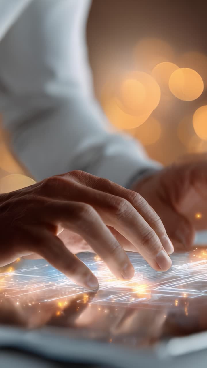 Interação dinâmica do usuário com uma interface digital através de gestos de toque inovadores e efeitos visuais envolventes em um ambiente de tecnologia imersiva