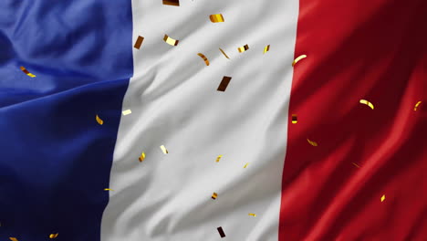 animation of confetti falling over flag of france