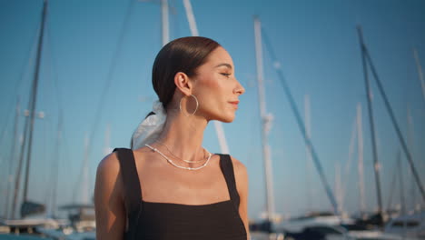 stylish woman at the marina