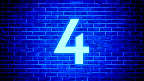 neon light number 4 four animation motion graphics modern on brick wall background