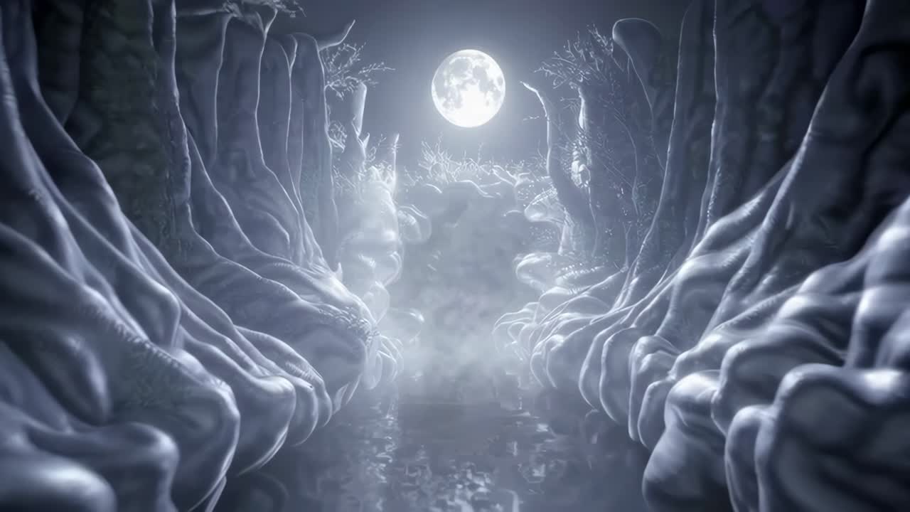 Mysterious Cave Tunnel at Night