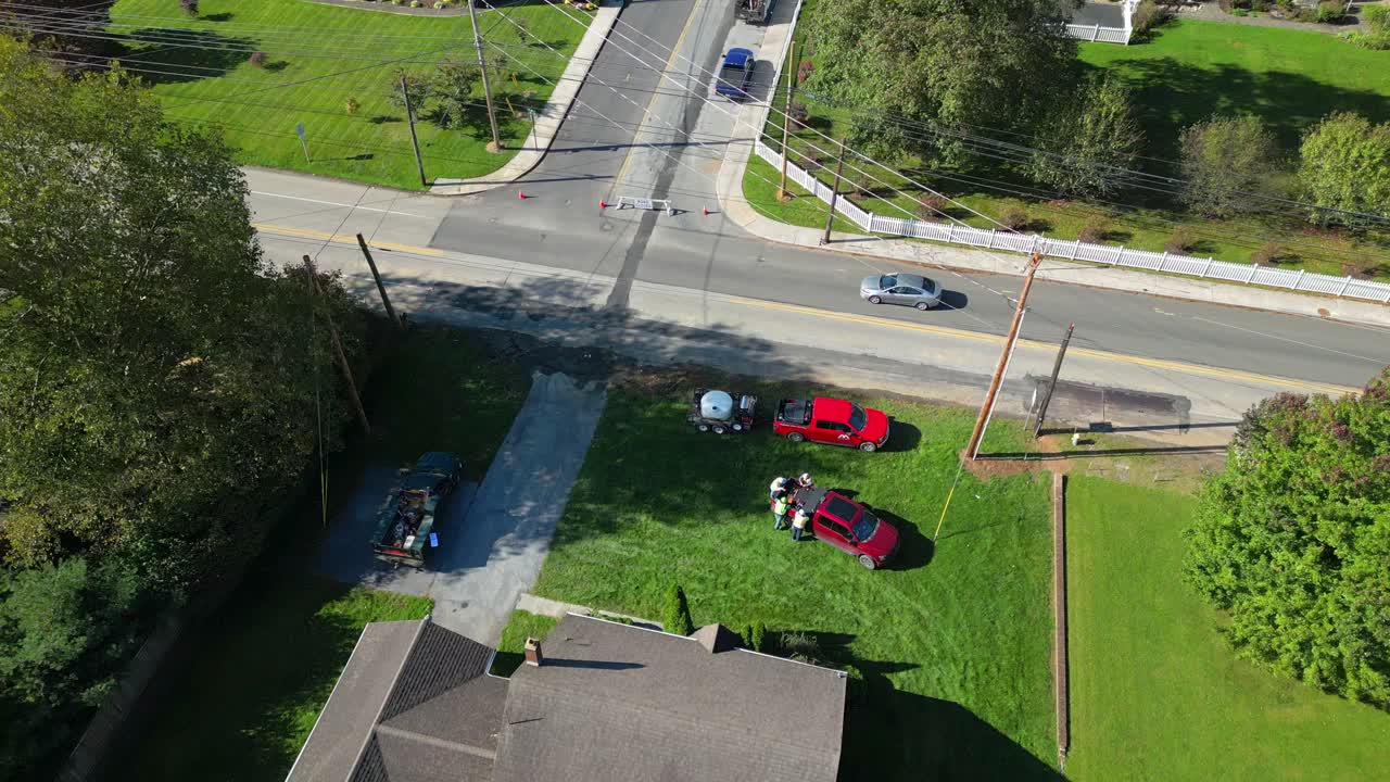 Vista aérea de drone de um canteiro de obras em uma residência