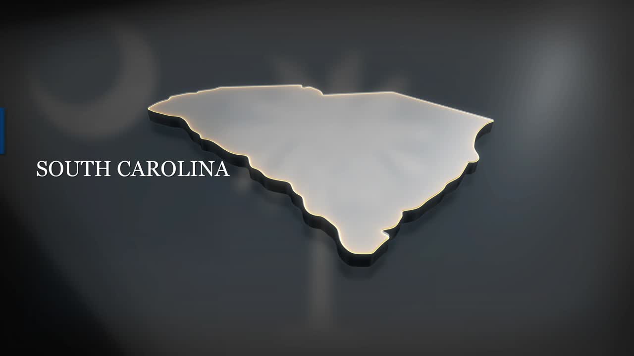 mappa animata 3d della carolina del sud