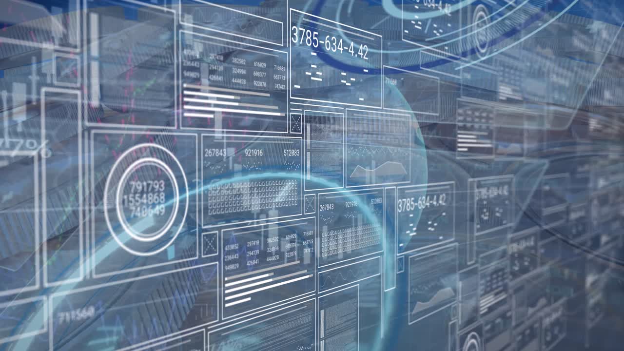 Animation of data processing and binary coding over human image on green background
