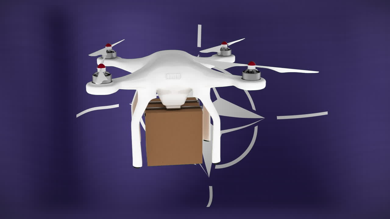 나토의  ⁇ 발 위를 날아다니는 드론의 애니메이션