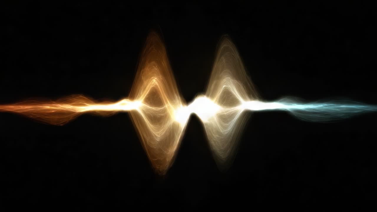 Dynamic Audio Waves: A Vivid Representation of Sound Frequencies in Orange and Blue Shades with Captivating Visual Patterns