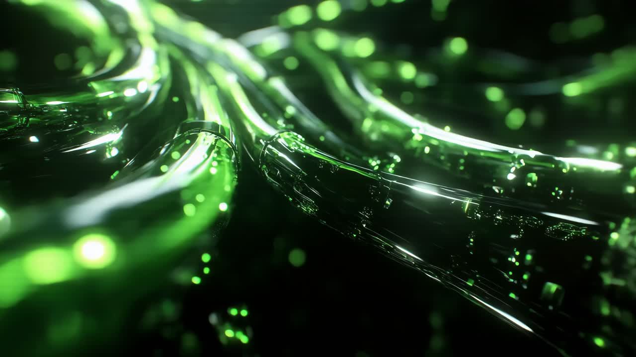 Abstract Glowing Green Energy Tunnel